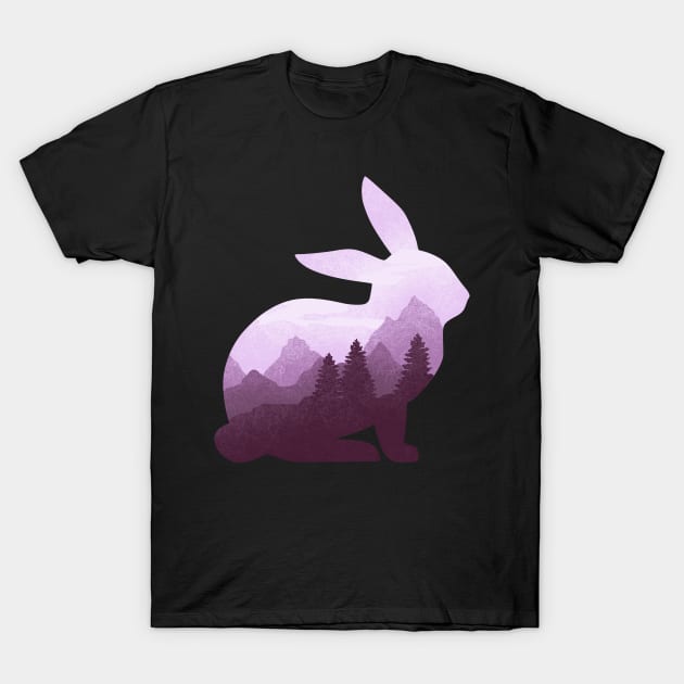 Dramabite Rabbit Bunny Hare Double Exposure Surreal Wildlife Animal T-Shirt by dramabite